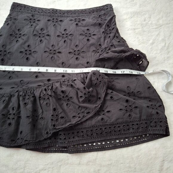 Express Embroidered Eyelet Skirt Sz 6 Mini 100% Cotton Ruffle Cottagecore Boho - Picture 14 of 15